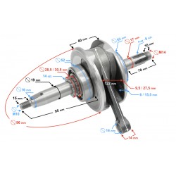 Crankshaft for horizontal Moretti 125 engine