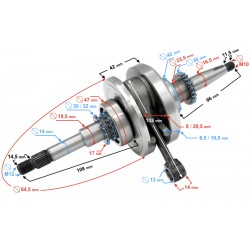 Crankshaft for 50cc 4T scooter (22 teeth for oil pump)