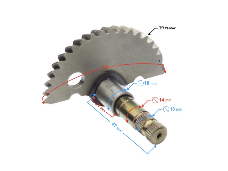 Kick starter shaft (cresent) for 4T scooter, 62mm