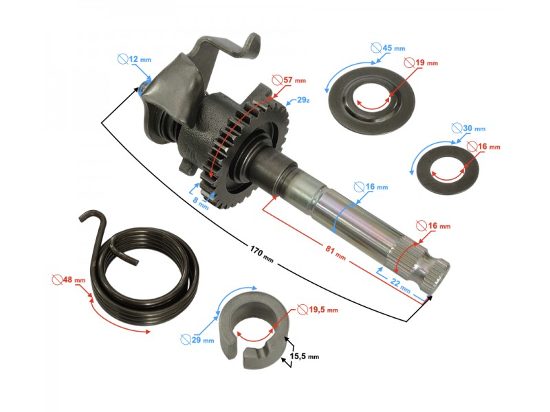 Kick starter shaft DB MZK Kick starter shaft DB MZK