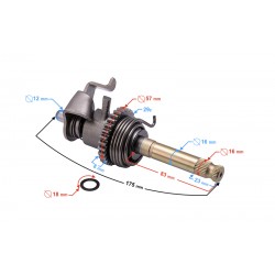 Kick starter shaft for motorcycle with Moretti engine