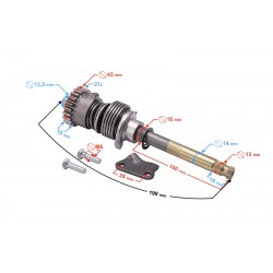 Kick starter shaft for 110cc Moretti moped