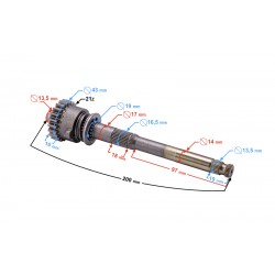 Kick starter shaft for 125cc BTS moped