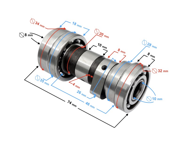 Camshaft for 110 moped, engine