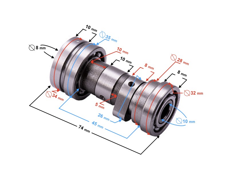 Camshaft for 130cc 4T moped