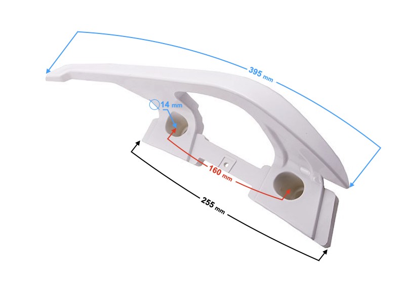 Bracket - left passenger handle, white, for B-Max scooter
