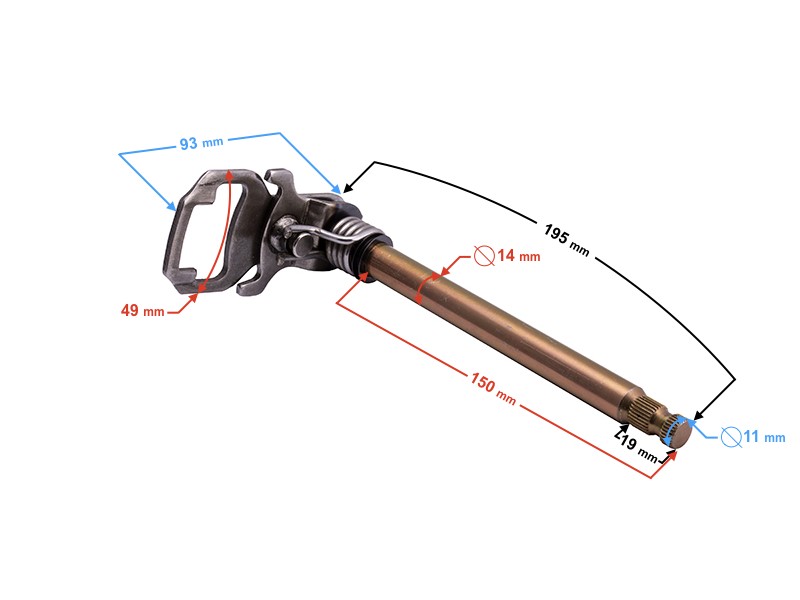 Gearshift shaft for Moretti engine motorcycle