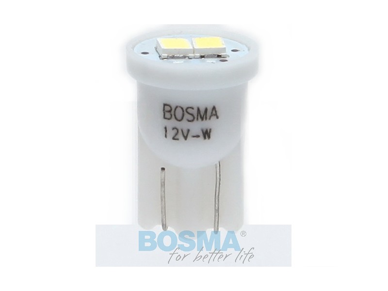 Lightbulb BOSMA 12V 2*LED SMD3528 T10 WHITE BLISTER