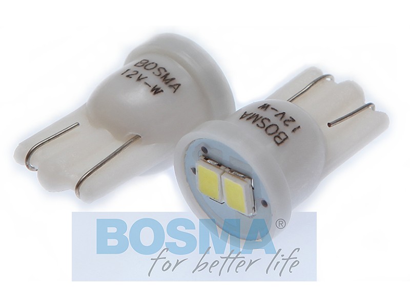 Lightbulb BOSMA 12V 2*LED SMD3528 T10 WHITE BLISTER