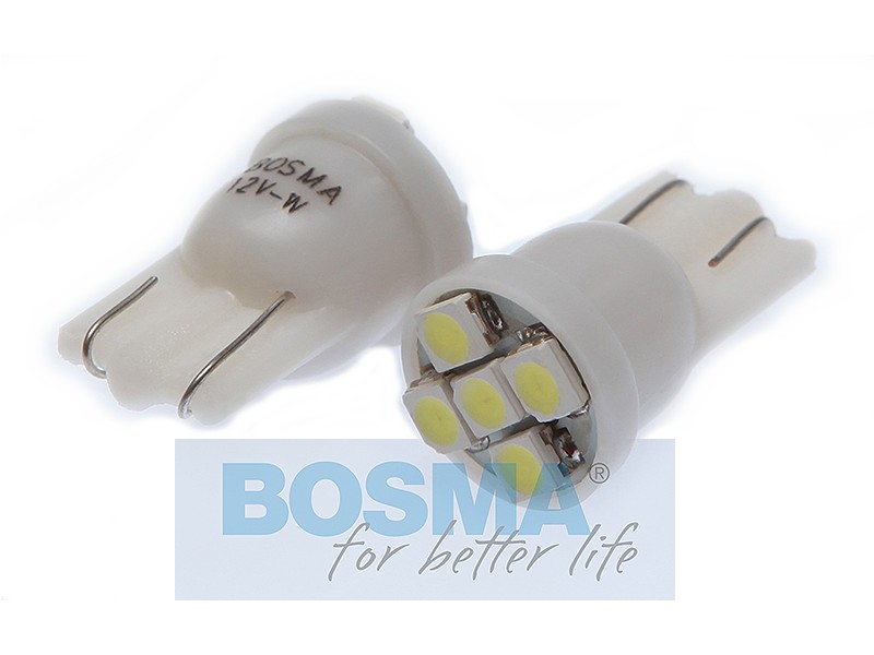 Lightbulb BOSMA 12V 5*LED SMD3528 T10 WHITE 6000K blister