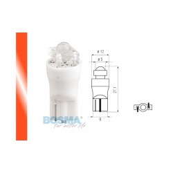Lightbulb BOSMA 12V 1*LED STANDARD T10 RED DIAMOND BLISTER
