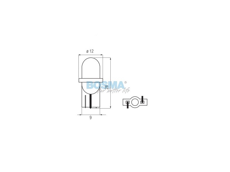 Lightbulb BOSMA 12V 1xLED T10 BLUE MAT BLISTER 2 pcs