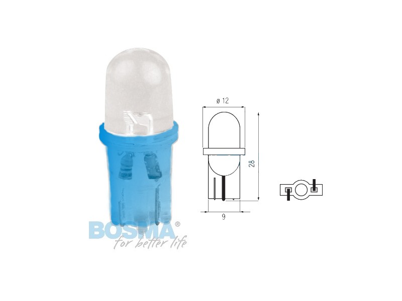 Lightbulb BOSMA 12V 1xLED T10 BLUE MAT BLISTER 2 pcs