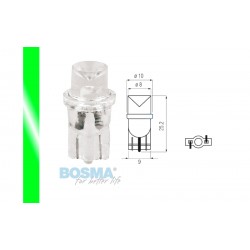 Lightbulb BOSMA 12V 1*LED STANDARD T10 GREEN WIDE VIEWING BLISTER