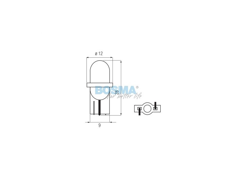 Lightbulb BOSMA 12V 1*LED STANDARD T10 RED BLISTER