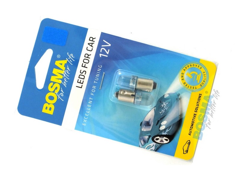 Lightbulb BOSMA 12V 1*LED STANDARD BA9s Blue blister
