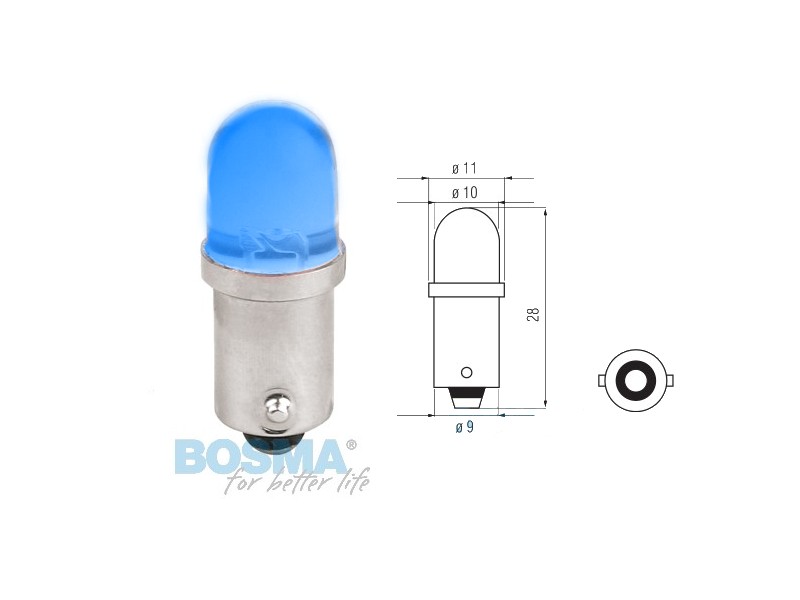 Lightbulb BOSMA 12V 1*LED STANDARD BA9s Blue blister