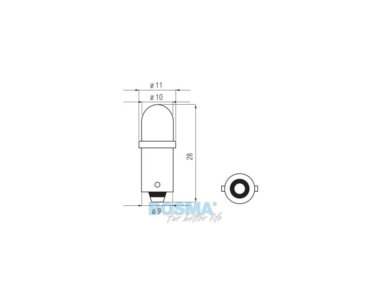 Lightbulb BOSMA 12V 1*LED STANDARD BA9s Yellow blister