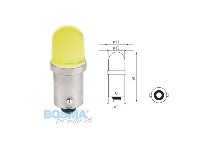 Lightbulb BOSMA 12V 1*LED STANDARD BA9s Yellow blister