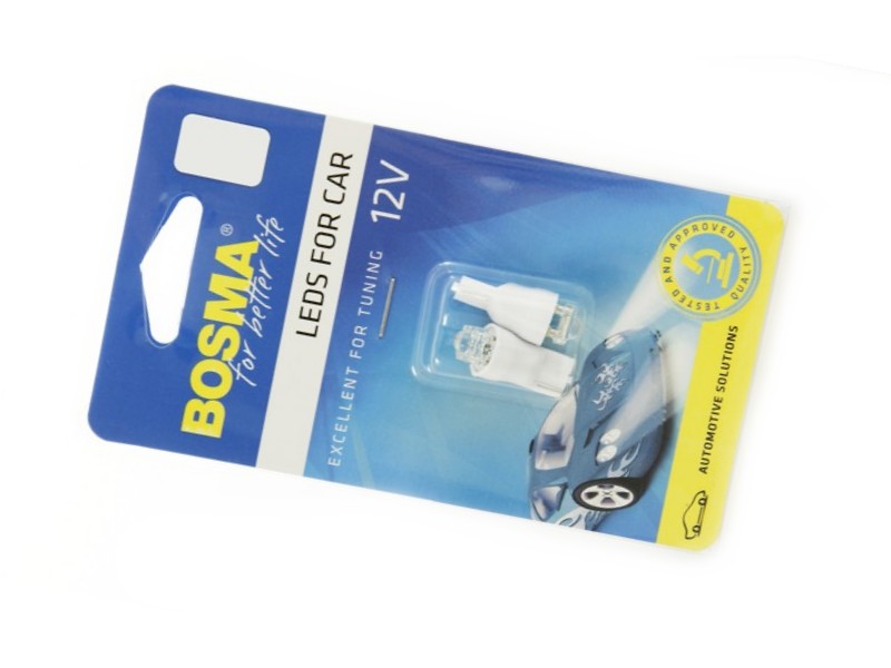 Lightbulb BOSMA 12V 1xLED T10 WHITE 6000K DIAMOND BLISTER 2 pcs