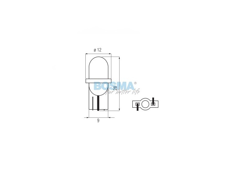 Lightbulb BOSMA 12V 1*LED STANDARD T10 BLUE BLISTER