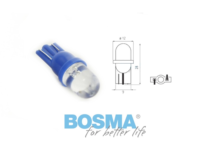 Lightbulb BOSMA 12V 1*LED STANDARD T10 BLUE BLISTER