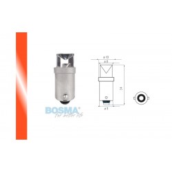 Lightbulb BOSMA 12V 1*LED STANDARD BA9s RED WIDE VIEWING BLISTER