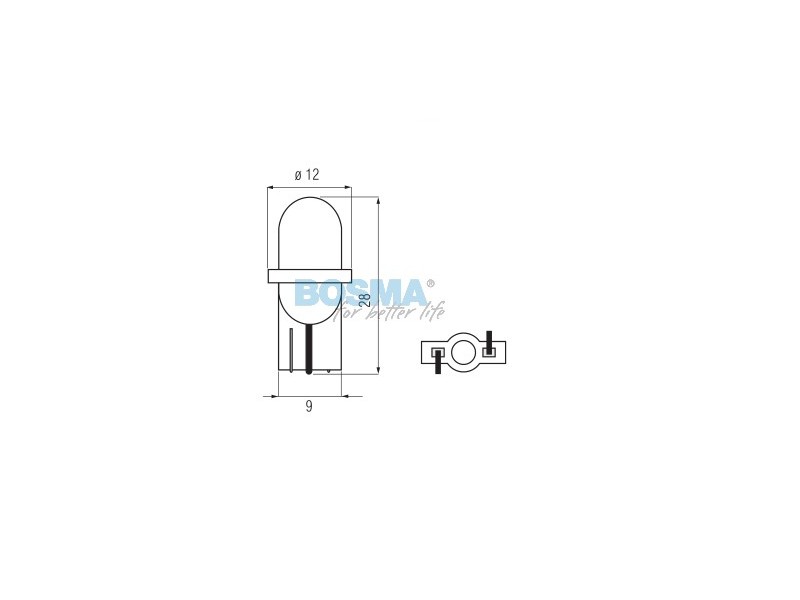 Lightbulb BOSMA 12V 1*LED STANDARD T10 GREEN BLISTER