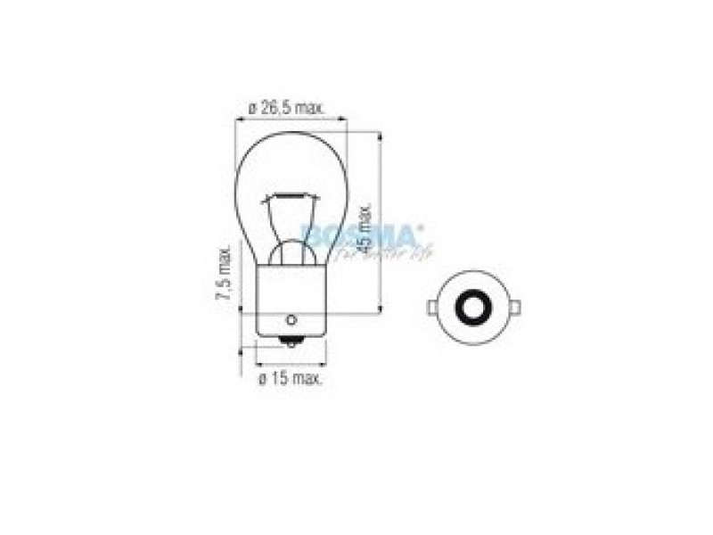 Lightbulb BOSMA 12V 10W BA15s R10W (1611) packaged 10 pcs