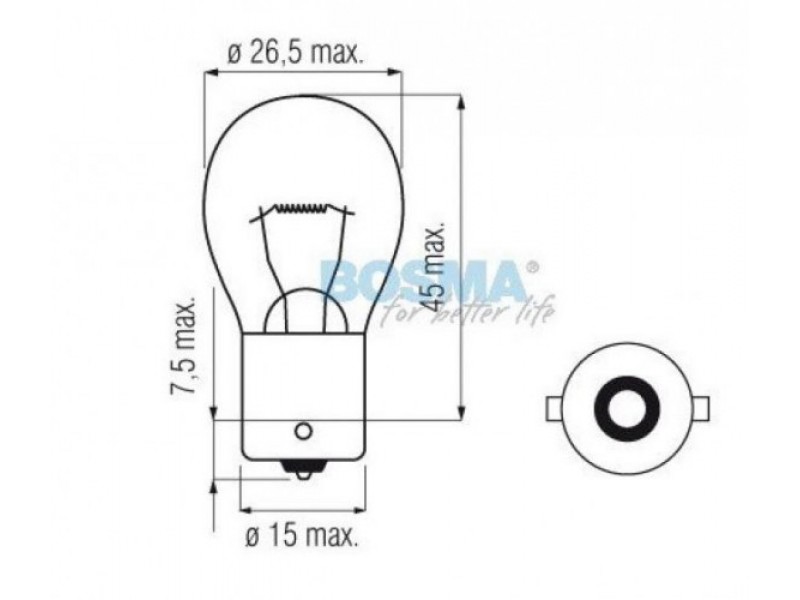 Lightbulb BOSMA 12V 21W BA15s P21W (1529) packaged 10pcs