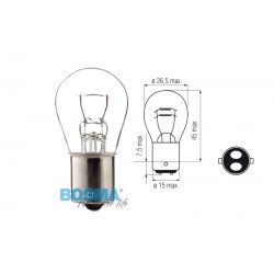 Lightbulb BOSMA 12V 21W BA15s P21W (1529) packaged 10pcs