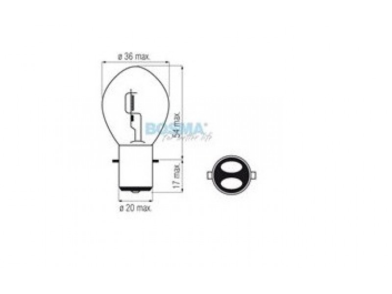 Lightbulb BOSMA 12V 15/15W BA20d