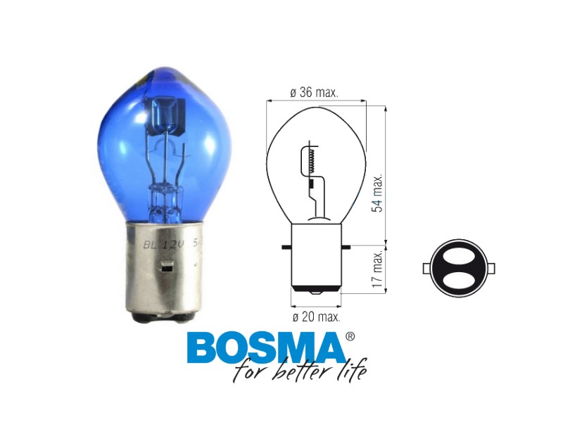 Lightbulb BOSMA 12V 35/35W BA20D , blue (6159)