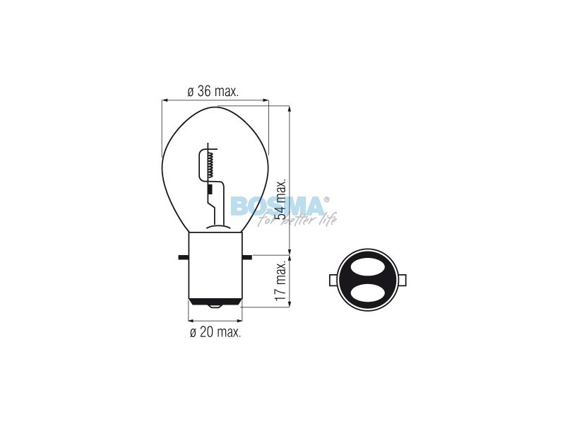 Lightbulb BOSMA 12V 35/35W BA20d S2 Lightbulb BOSMA 12V 35/35W BA20d S2