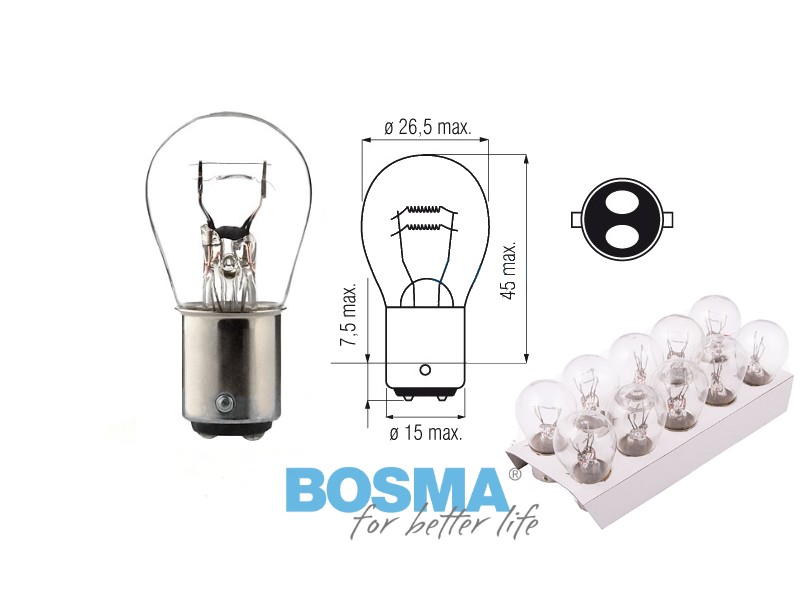 Lightbulb BOSMA 12V 21/5W BAY15d P21/5W (1574) 10 pcs