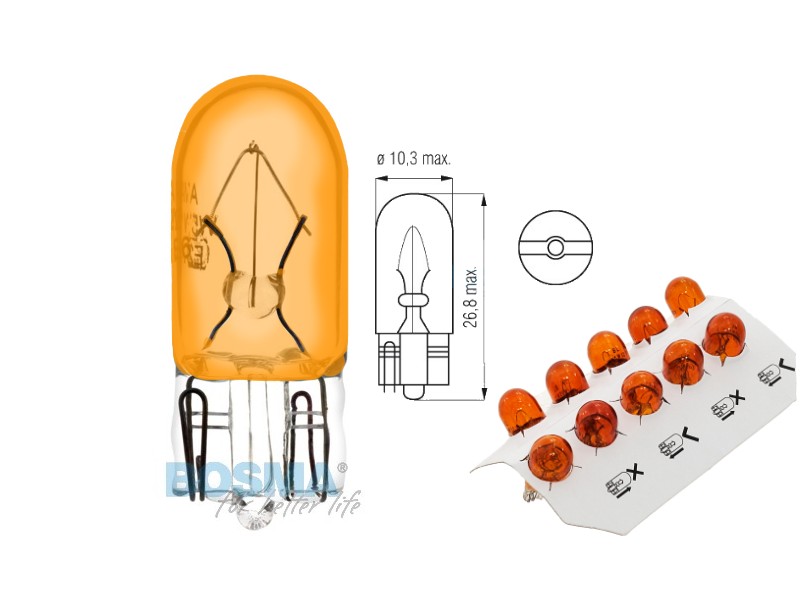 Lightbulb BOSMA 12V 5W T10 WY5W AMBER (1987) 10 psc