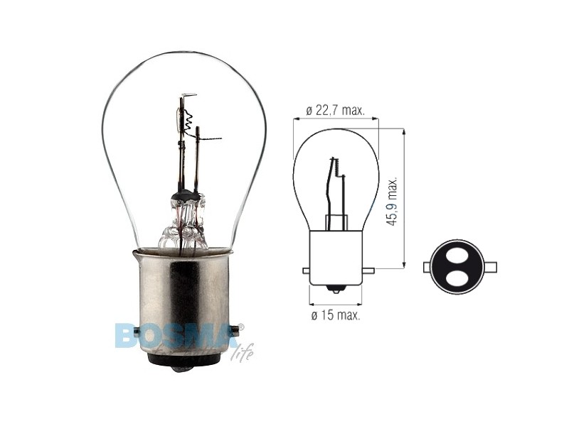 Lightbulb BOSMA 12V 15/15W BAX15d (1174) packaged 10 psc