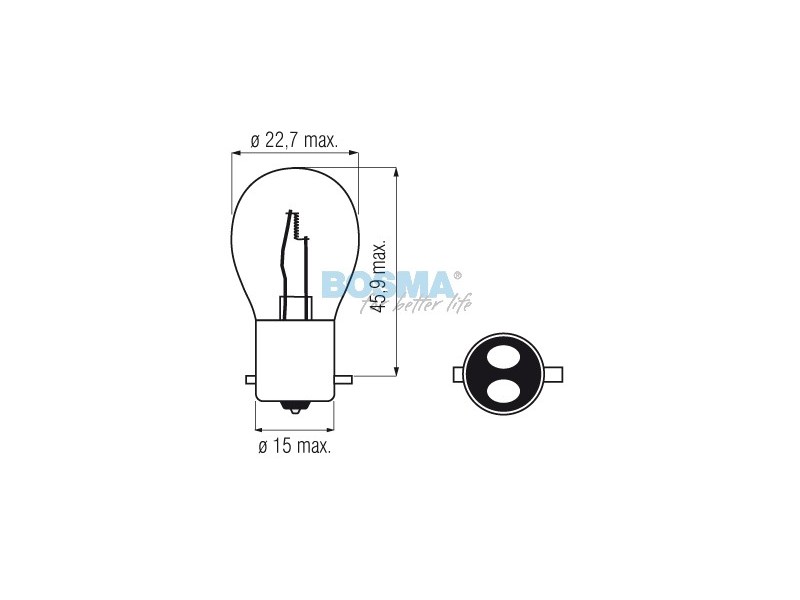 Lightbulb BOSMA 12V 20/20W BAX15d