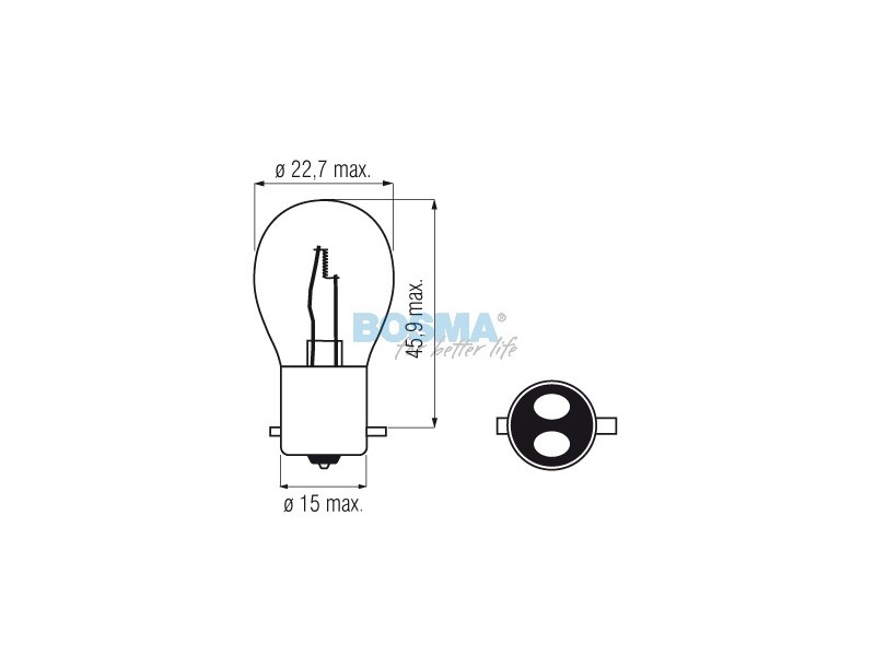 Lightbulb BOSMA 12V 25/25W BAX15d (1198) packaged 10 pcs