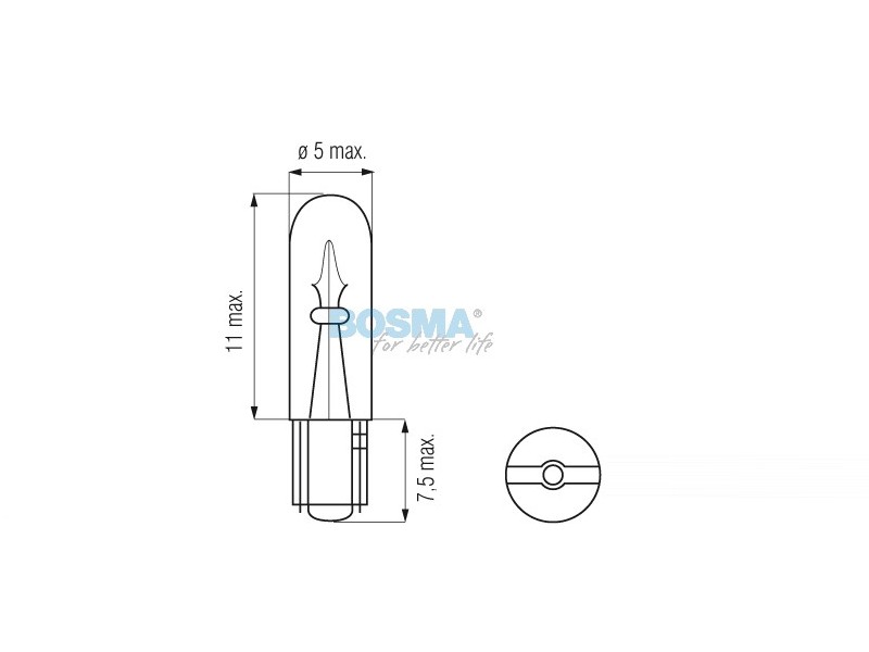 Lightbulb BOSMA 12V 1,2W T05 GREEN