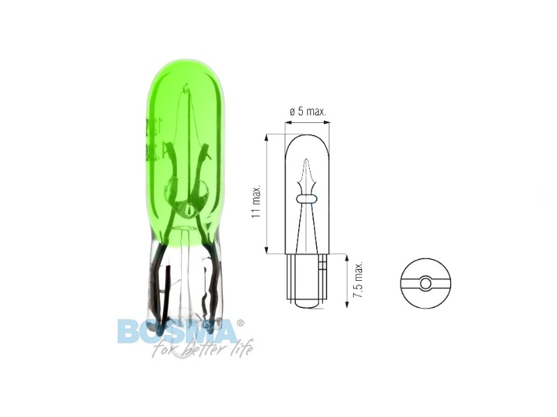 Lightbulb BOSMA 12V 1,2W T05 GREEN
