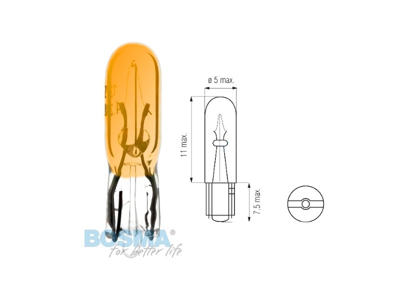 Lightbulb BOSMA 12V 1,2W T05 ORANGE