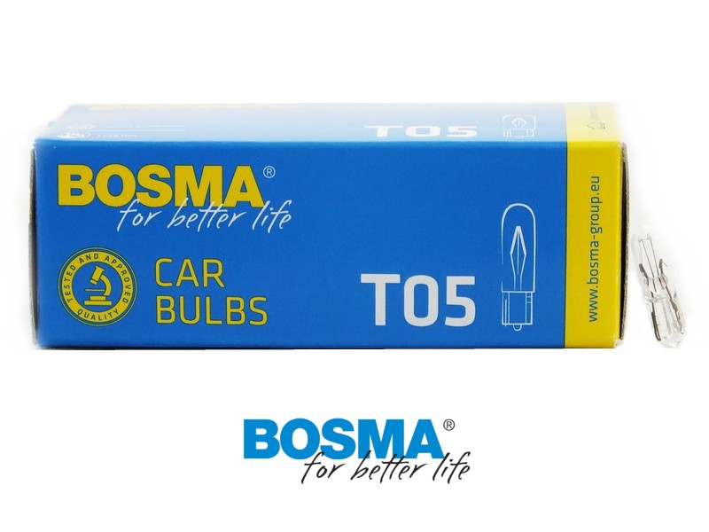 Lightbulb BOSMA 12V 1,2W W1, 2W T05 (1918) packaged 10psc