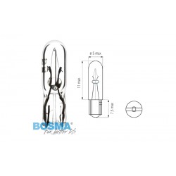 Lightbulb BOSMA 12V 1,2W W1, 2W T05 (1918) packaged 10psc