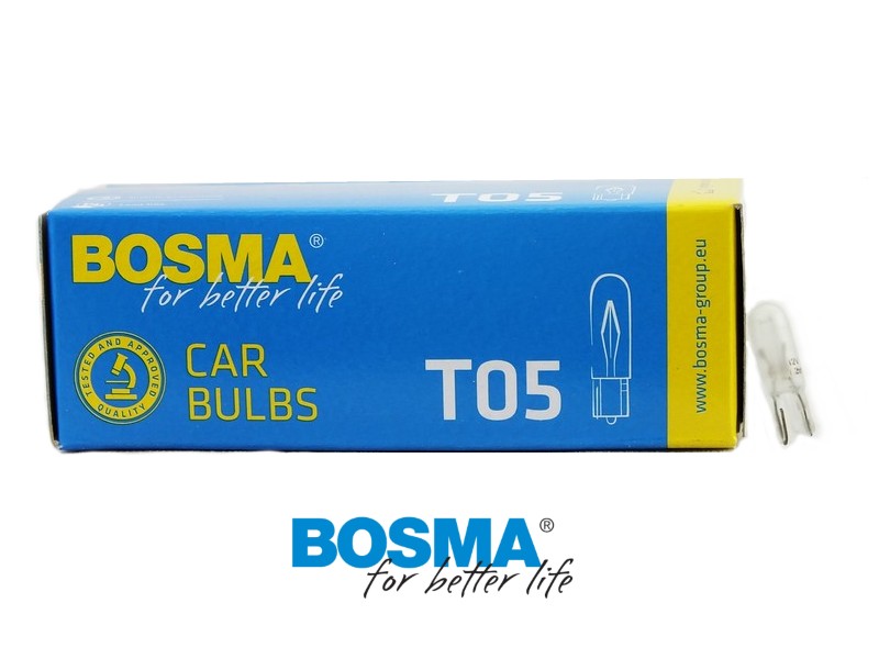 Lightbulb BOSMA 12V 1,2W W1, 2W T05 FROSTED
