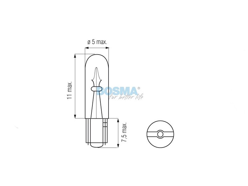 Lightbulb BOSMA 12V 1,2W W1, 2W T05 FROSTED