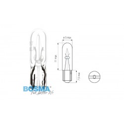 Lightbulb BOSMA 12V 1,2W W1, 2W T05 FROSTED