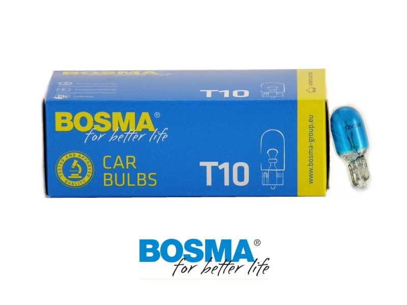 Lightbulb BOSMA 12V 3W T10 BLUE (6425) packaged 10pcs