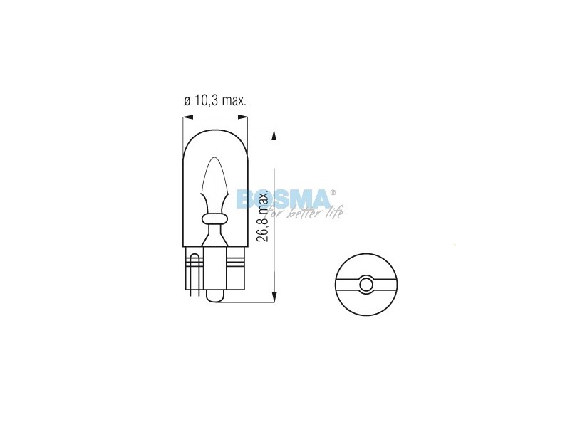 Lightbulb BOSMA 12V 3W T10 BLUE (6425) packaged 10pcs