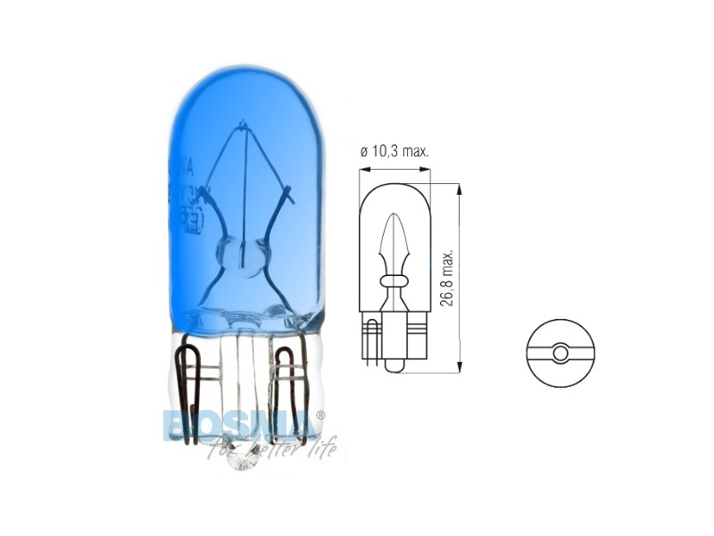 Lightbulb BOSMA 12V 3W T10 BLUE (6425) packaged 10pcs